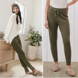 Jenni Kayne Alpaca Wool Fisherman Sweatpants Joggers Olive Green Women’s Large